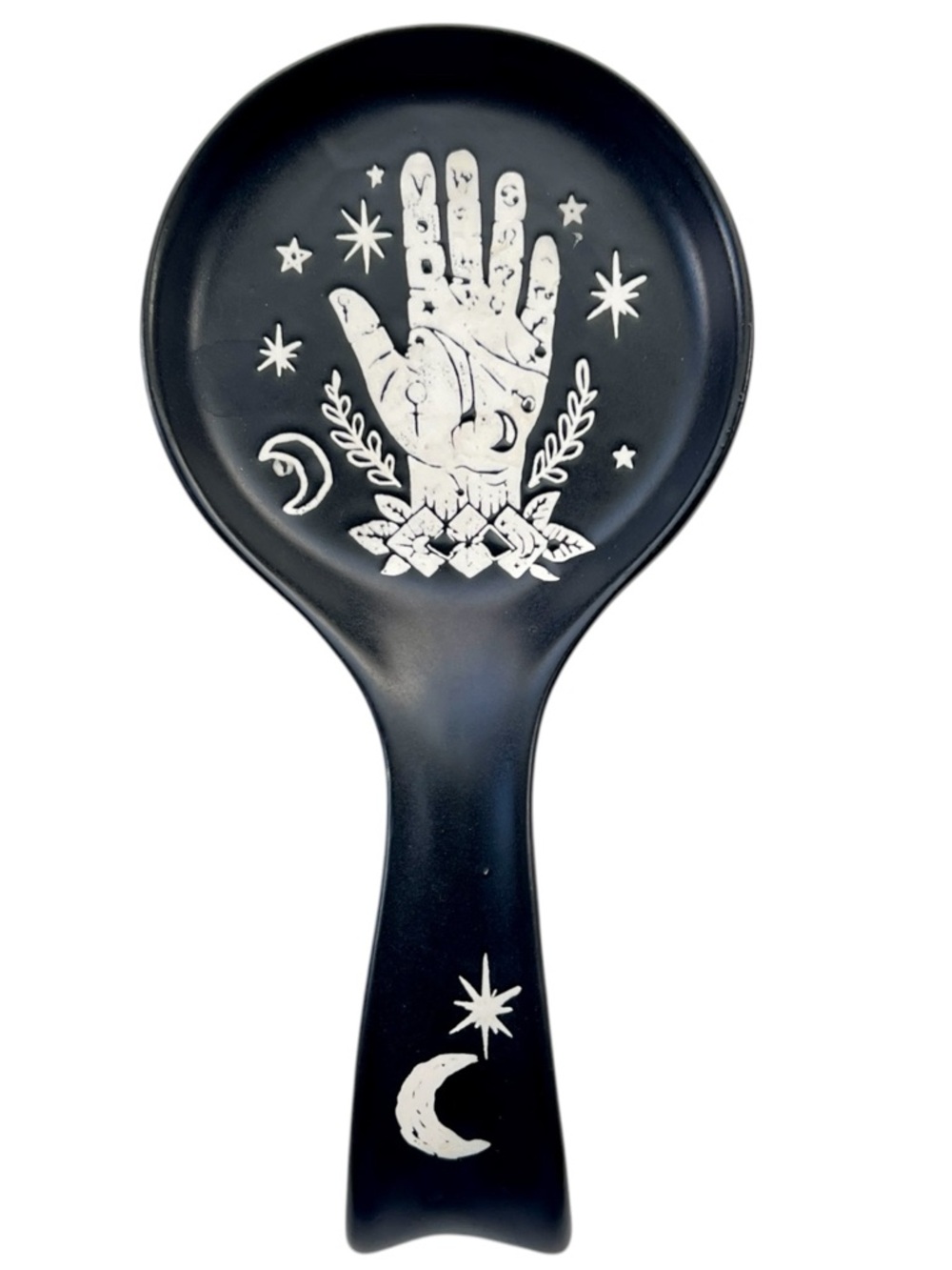 Ceramic Palmistry Halloween Moon Celestial Fortune Telling Witchy Spoon Rest
